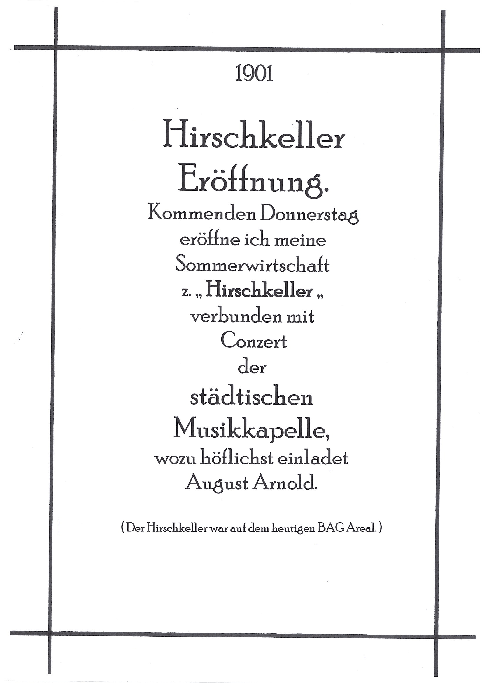 Hirschkeller Eröffnung 1901